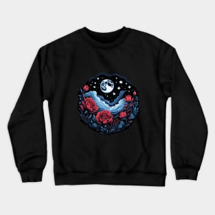 Starry Sky and Red Roses Crewneck Sweatshirt